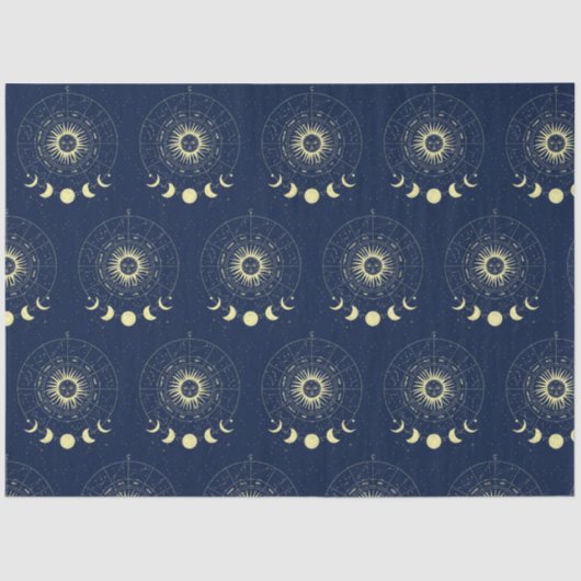 Papier Mousseline Phases de la lune solaire céleste Zodiac (Recto)