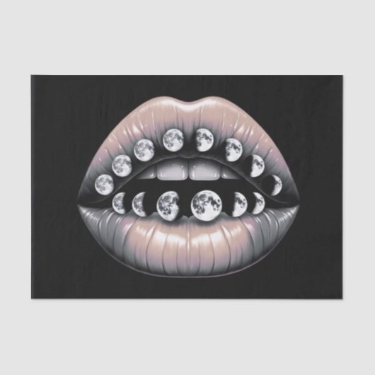 Papier Mousseline Phases de lune céleste Lèvres Découpage (Recto)