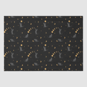 Papier Mousseline Phases des chats et de la lune 