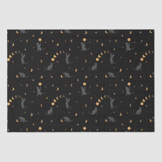 Papier Mousseline Phases des chats et de la lune  (Recto)