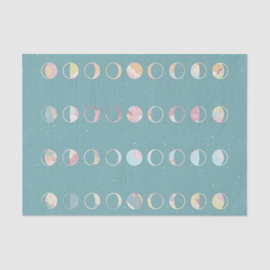 Papier Mousseline Phases Lune turquoise (Recto)