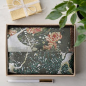 Papier Mousseline Pheasants à Snow, Pine Tree, Roses, Japanese Flora (Cadeau)