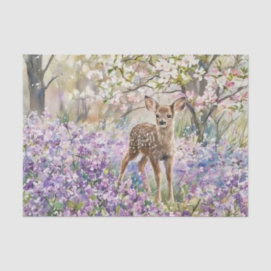 Papier Mousseline Phlox Violet de Printemps et Faon (Recto)