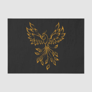 Papier Mousseline Phoenix en or de cuivre se lève sur noir
