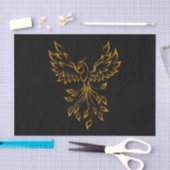 Papier Mousseline Phoenix en or de cuivre se lève sur noir (Artisanat)