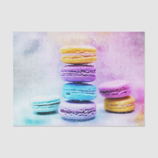 Papier Mousseline Photo de macarons colorés et délicieux (Recto)