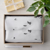 Papier Mousseline photo en noir et blanc d'un troupeau d'oiseaux (Cadeau)