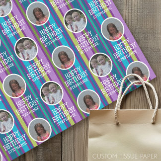 Papier Mousseline Photo Personnalisée Whimsical & Colorée Bandes Ann