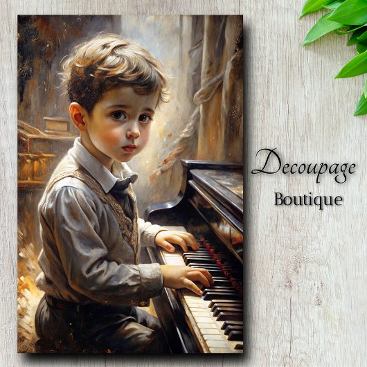 Papier Mousseline Piano Prodigy Charme Vintage Découpage