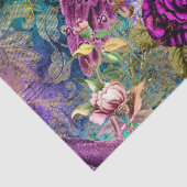 Papier Mousseline Pic couronné pourpre avec découpage de fleurs (Détail)