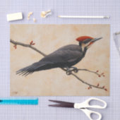 Papier Mousseline Pic pilé perché sur une branche d'arbre (Artisanat)