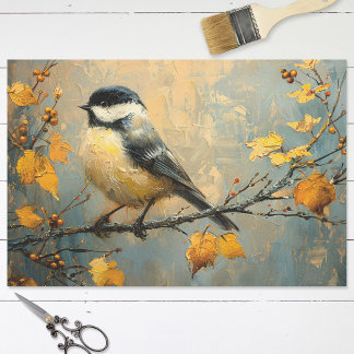 Papier Mousseline Pickadee rustique en automne peinture découpage