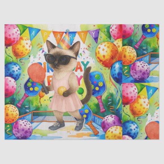 Papier Mousseline Pickleball Anniversaire thème (Recto)