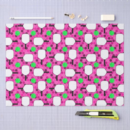 Papier Mousseline Pickleball Paddle - Magenta Honeycomb Hexagons (Artisanat)