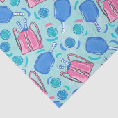 Papier Mousseline Pickleball Paddles et Balls Bleu Petit (Détail)