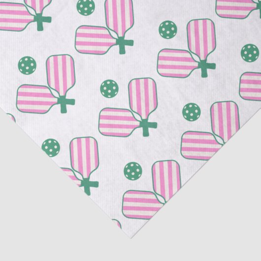 Papier Mousseline Pickleball rose et vert (Détail)