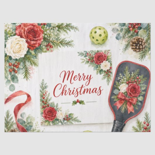 Papier Mousseline Pickleball thème de Noël (Recto)