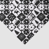 Papier Mousseline Pickleballs Joyeux Noël 🎄 noir et blanc (Détail)