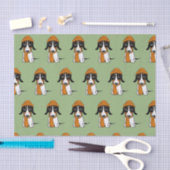 Papier Mousseline Piebald Dachshund Cute Dog avec le Casquette Tiss (Artisanat)