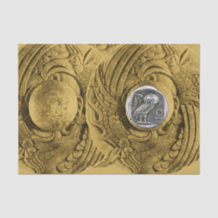 Papier Mousseline PIÈCE Grecque D'Argent OWL ANTIQUE
