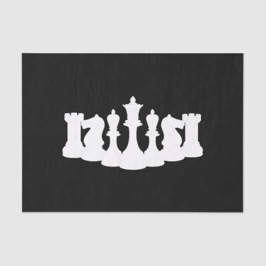 Papier Mousseline Pièces d'échecs classiques noir et blanc (Recto)
