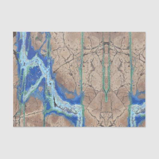 Papier Mousseline Pierre azurite Beige et Turquoise (Recto)