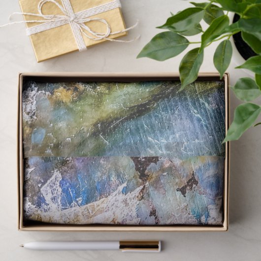 Papier Mousseline Pierre blanche bleue (Cadeau)