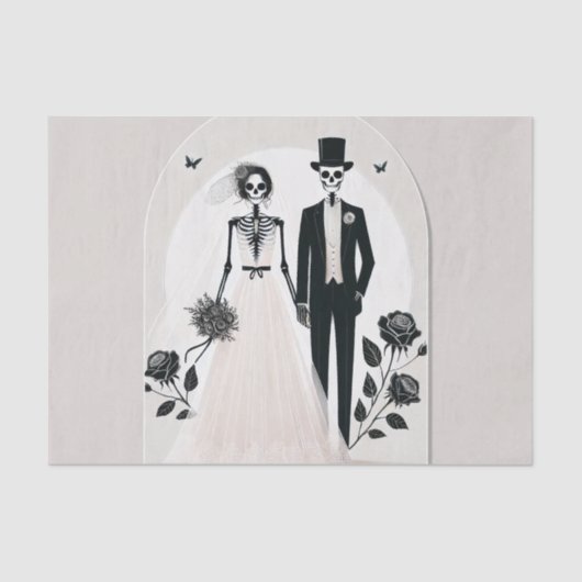 Papier Mousseline Pierre gris noir squelette gothique Mariage d'Hall (Recto)