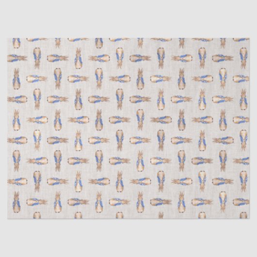 Papier Mousseline Pierre le lapin avec texture de lin beige (Recto)