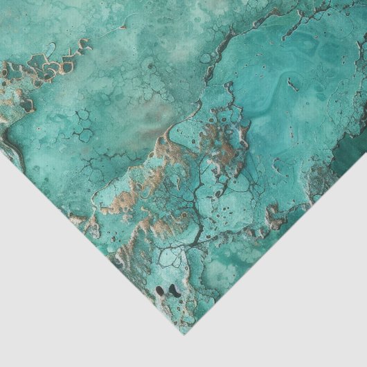 Papier Mousseline Pierre minérale bleu turquoise Chrysocolla (Détail)