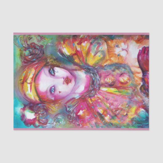 Papier Mousseline PIERROT AVEC CAT / Mardi Gras Masquerade Party (Recto)