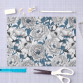 Papier Mousseline Pies blanches et mésanges bleues (Artisanat)