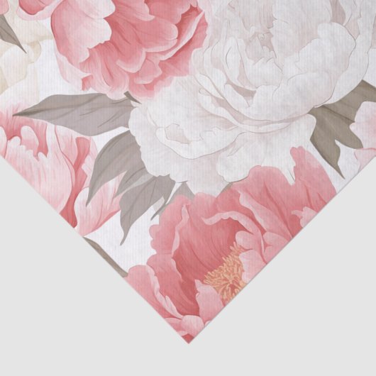 Papier Mousseline Pies roses et blanches (Détail)