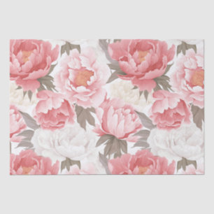 Papier Mousseline Pies roses et blanches