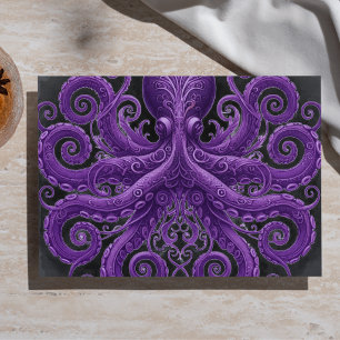Papier Mousseline Pieuvre violette Steampunk Kraken victorien