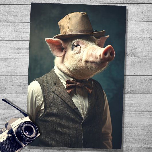 Papier Mousseline Pig dans le vêtement de Gentleman 2 papier découpa