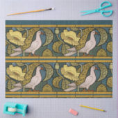 Papier Mousseline Pigeon Blue Yellow Fish Art Nouveau (Artisanat)