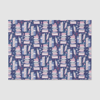 Papier Mousseline Pile de contes de livres bleu