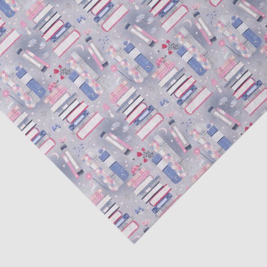 Papier Mousseline Pile de contes de livres gris (Détail)