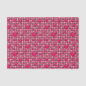 Papier Mousseline Pile rose avec des coeurs (Recto)