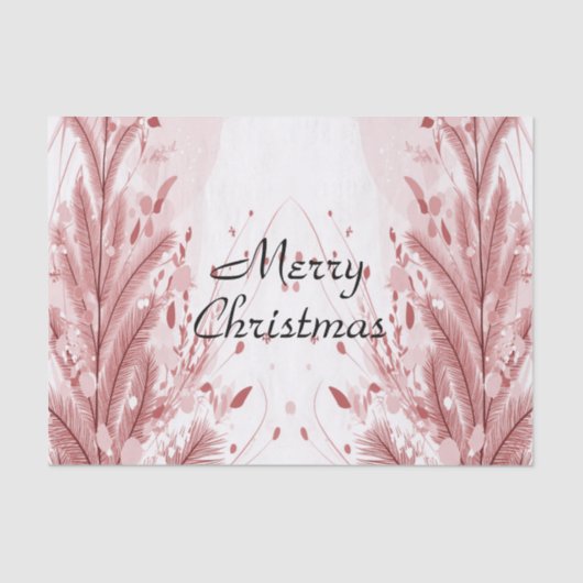 Papier Mousseline Pin de Noël Rouge Décoration Neige Belle (Recto)