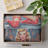 Papier Mousseline Pin-up de hockey rétro (Cadeau)