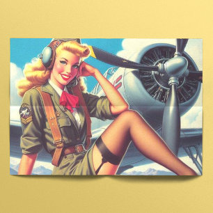 Papier Mousseline Pin-up de l'avion vintage