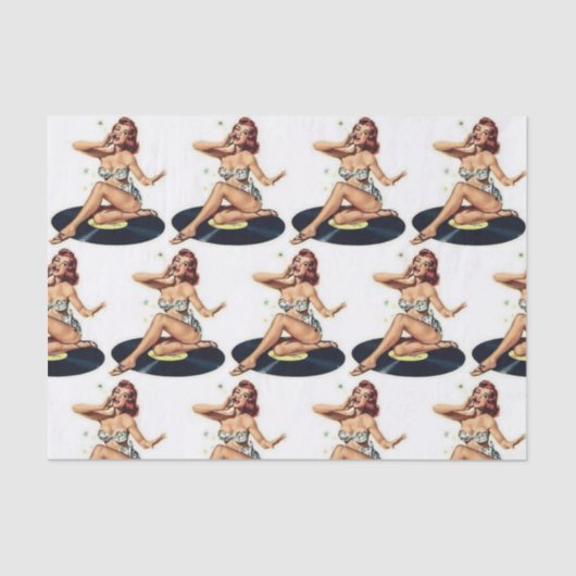 Papier Mousseline Pin Up Girl on Record Multi Tissue Papier (Recto)