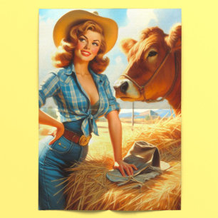 Papier Mousseline Pin-up Rétro de Cowgirl Mignonne