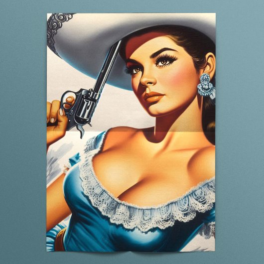 Papier Mousseline Pin-up rétro Far West