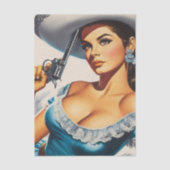 Papier Mousseline Pin-up rétro Far West (Recto)