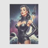 Papier Mousseline Pin-up spatial vintage (Recto)