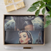 Papier Mousseline Pin-up spatial vintage (Cadeau)