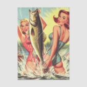 Papier Mousseline Pin-ups Rétro de Pêche (Recto)